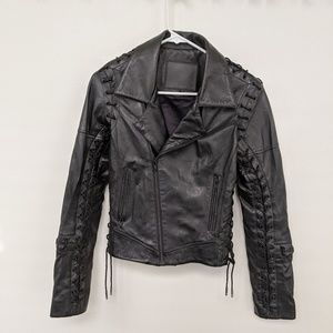 Skingraft Leather Laced Moto Jacket Size Small